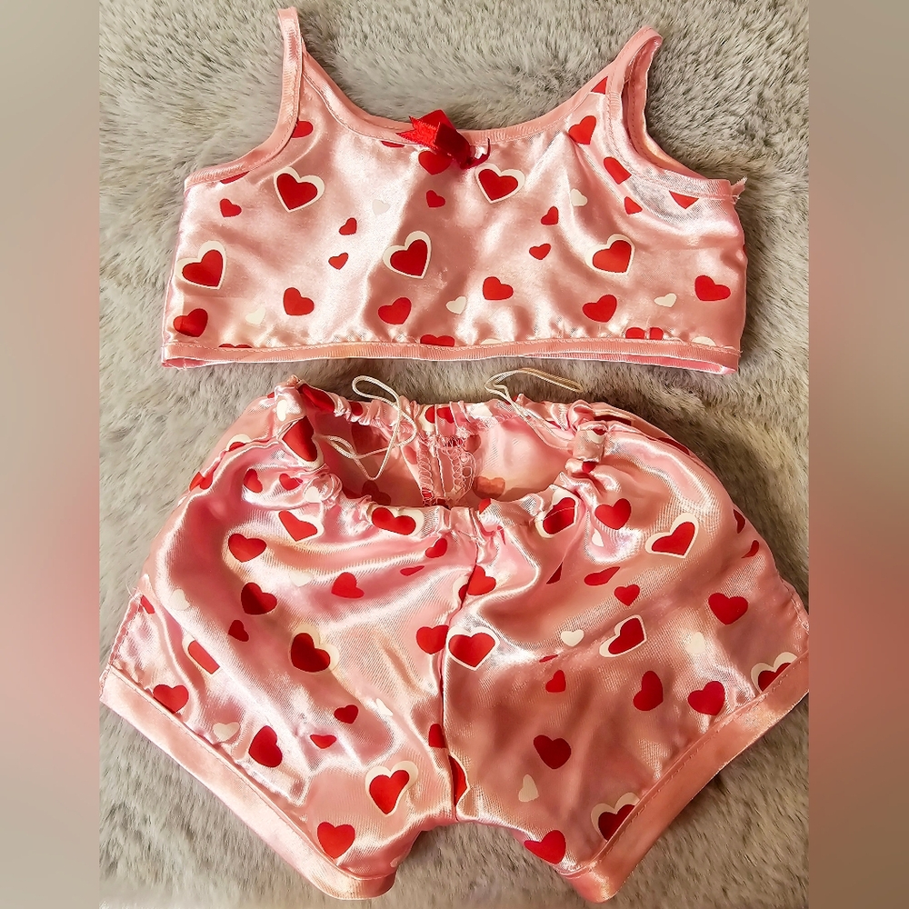 Build-A-Bear Workshop PJs Outfit pink red tank short set